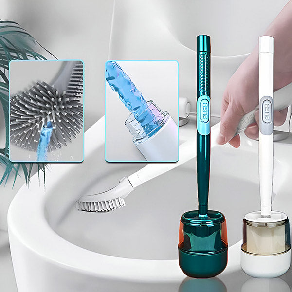 🚽Časovno omejen 50 % popust🧴Silikonska straniščna krtača s pritiskom za doziranje, 360° vsestransko čiščenje stranišč, nujno za gospodinjstvo