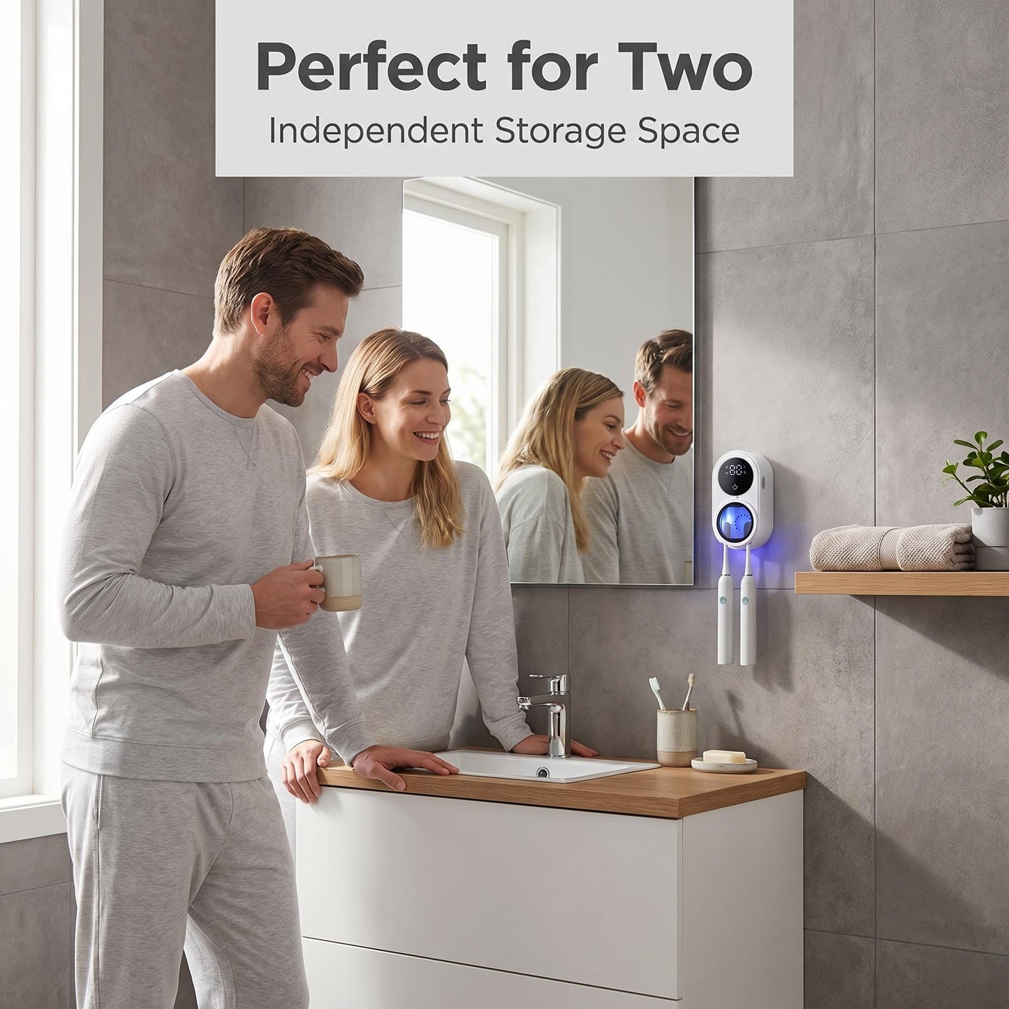 🦷💑Exkluzívny dvojitý UV sterilizátor zubných kefiek pre páry ｜Automatická antibakteriálna funkcia so senzorom pre super pohodlie