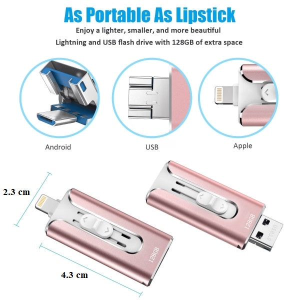 Časovo obmedzená zľava 50 %💽 Vysokorýchlostný USB kľúč 4 v 1 s kapacitou 128 GB | Univerzálny nástroj na rozšírenie úložiska pre telefóny a počítače📱💻