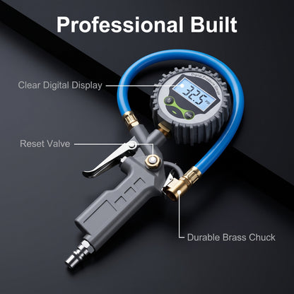 👨‍🔧🛠️ Časovo obmedzená ponuka 🔥 Digitálny manometer s predĺženou hadicou, mosadzný ventil, univerzálny vysoko presný nástroj na meranie tlaku pre osobné a nákladné autá