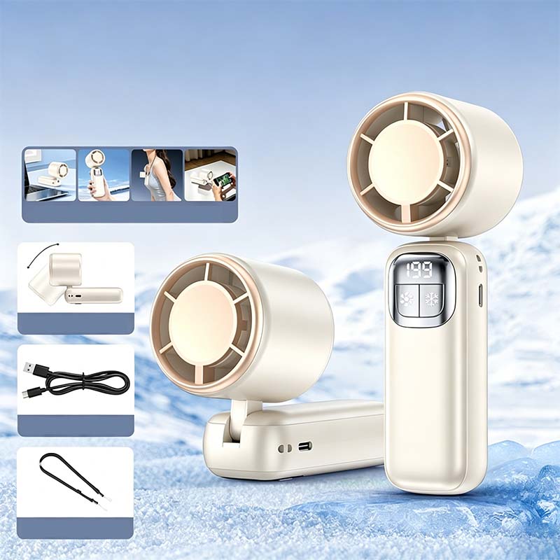 ❄️Skladací ventilátor 5 v 1 s polovodičovým chladením｜199 úrovní rýchlosti vetra, dlhá výdrž batérie, prenosný ventilátor na ľad✨