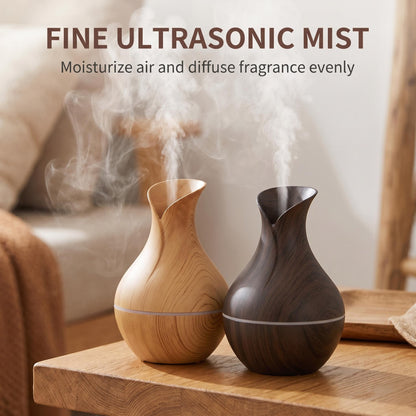 Časovo obmedzená ponuka 🪵 Ultrazvukový aroma difuzér s motívom dreva, zvlhčovač vzduchu 2 v 1 a ambientné svetlo 💨