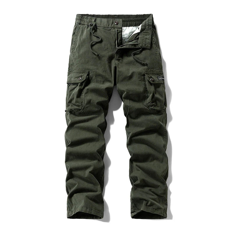 👖🛠️ Pánske taktické nohavice zo 100 % bavlny v khaki farbe – s množstvom vreciek