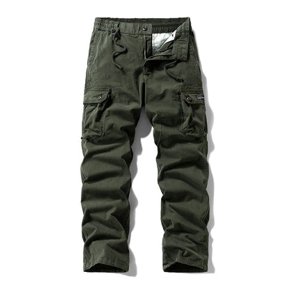 👖🛠️ Pánske taktické nohavice zo 100 % bavlny v khaki farbe – s množstvom vreciek