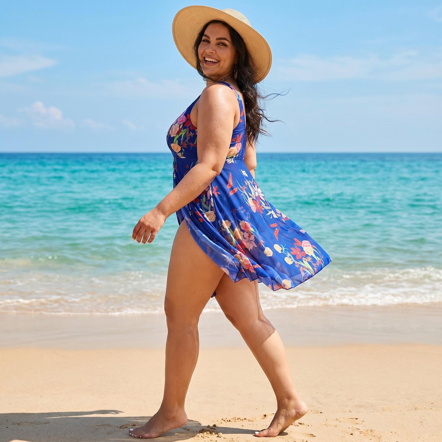 🌼50% zľava💧 Jednodielne plavky s kvetinovou potlačou, plus size, lichotivé a zoštíhľujúce, ideálne na dovolenku.