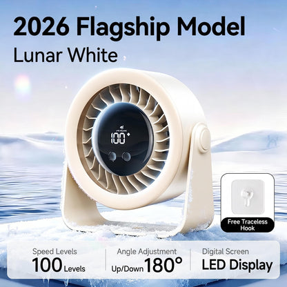 💨Tichý nabíjateľný mini ventilátor so 100 rýchlosťami｜Nastaviteľný o 180°, stolný/nástenný mini ventilátor✨