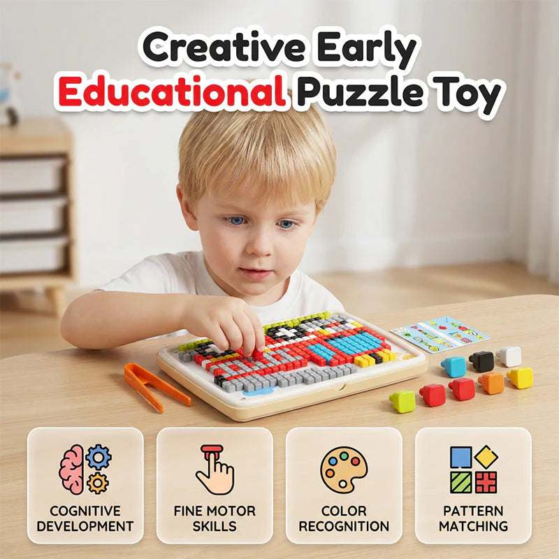 🍄🎨Detské puzzle s hubami a kolíkmi - hračka pre rané vzdelávanie a rozvoj praktických zručností