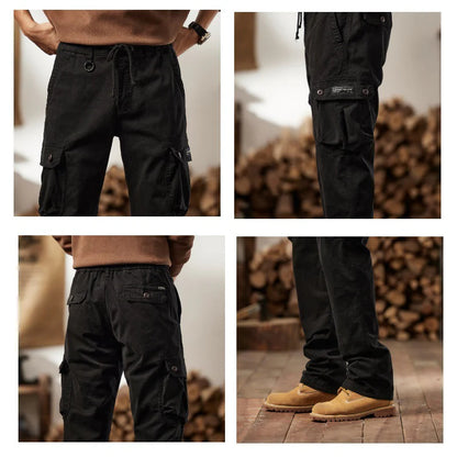 👖🛠️ Pánske taktické nohavice zo 100 % bavlny v khaki farbe – s množstvom vreciek