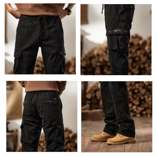 👖🛠️ Pánske taktické nohavice zo 100 % bavlny v khaki farbe – s množstvom vreciek