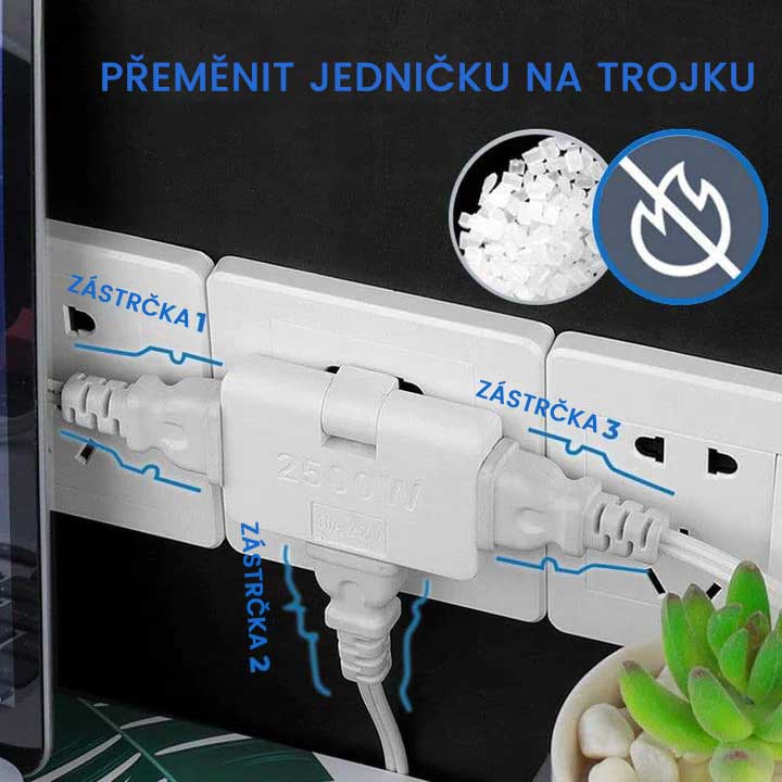 Otočný adaptér zásuvky – predlžovacia zástrčka s otočným uhlom 180 stupňov