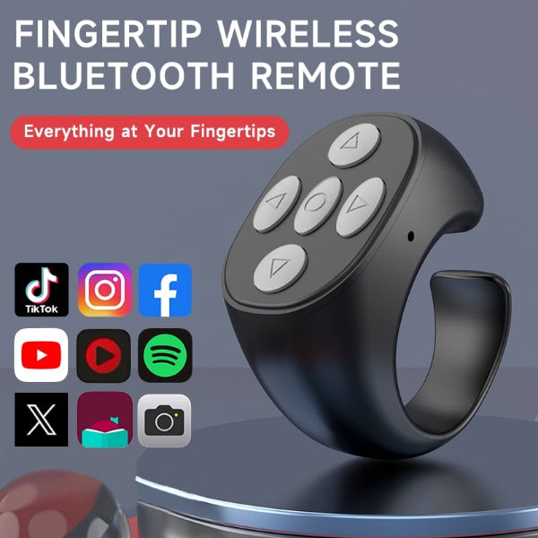 🤳Časovno omejen 50 % popust⚡ Daljinski upravljalnik Bluetooth Ring, 10-metrsko orodje za selfije na daljavo, aplikacija ni potrebna, naprava za obračanje strani
