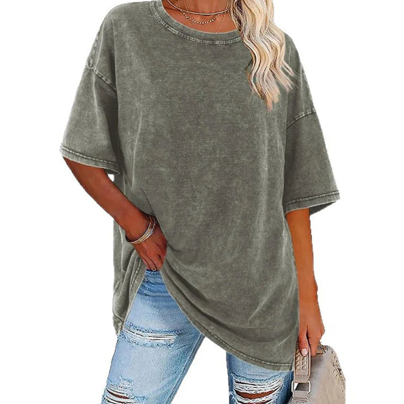 Dámske oversized tričko v vintage štýle s efektom vypraného vzhľadu