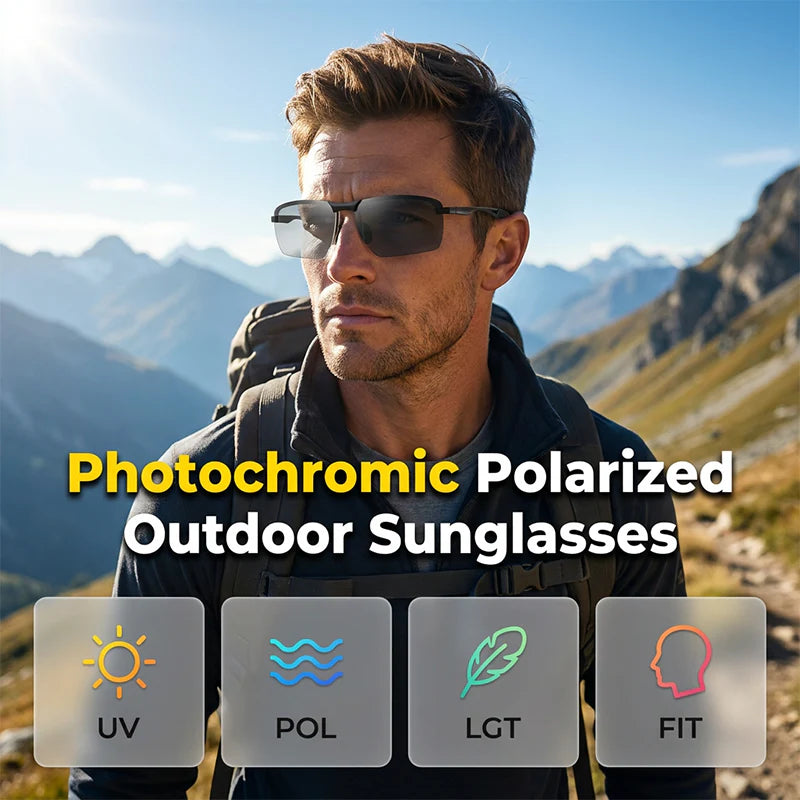 ☀Inteligentné fotochromatické polarizované slnečné okuliare｜Jeden pár zvládne všetko, či už šoférujete, chytáte ryby alebo bicyklujete✨