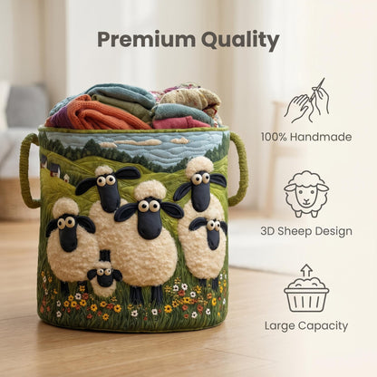 🐑Ručne vyrobený prešívaný kôš na bielizeň Sheep Paradise! 3D trojrozmerná tlač, veľká kapacita a štýlový dizajn