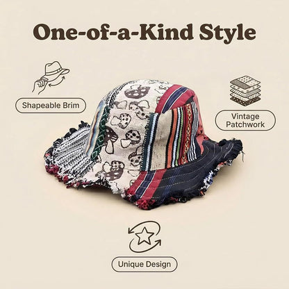 🎨Časno omejen 50 % popust🤠Ročno izdelan ribiški klobuk z obrabljenimi robovi, čisti bombaž, voljan, retro sončni klobuk👒