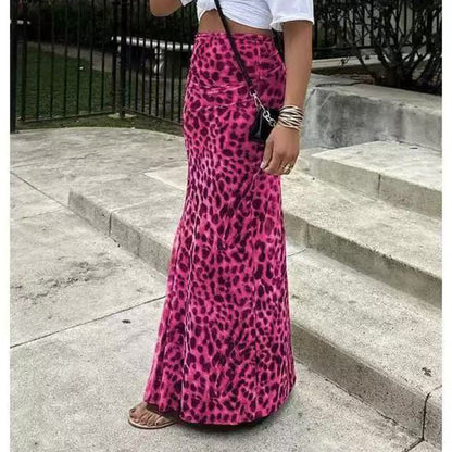 Voľná dlhá sukňa s leopardovým vzorom