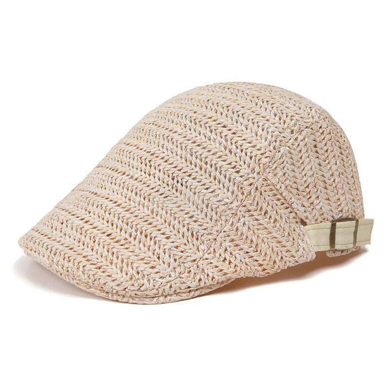 🧢 Pletená plochá čiapka v štýle slameného klobúka