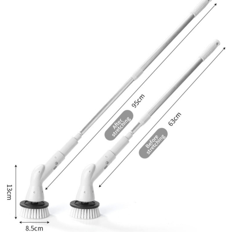 Sada elektrických multifunkčných čistiacich kief 🧹✨ Teleskopická rukoväť + 6 hlavíc kefy - zvládne odolné škvrny jednou kefou 🚿