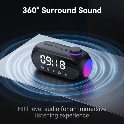 🔊4-v-1 Bluetooth reproduktor k posteli｜360° priestorový zvuk, RGB ambientné osvetlenie, stolový reproduktor s dvojitým budíkom🎵🌈