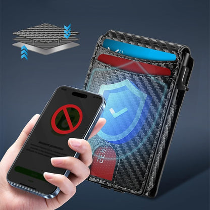 ⚡Časovno omejen 50 % popust🛡️ Samodejni etui za kartice iz karbonskih vlaken, ultra tanek etui za osebne izkaznice z RFID zaščito pred krajo