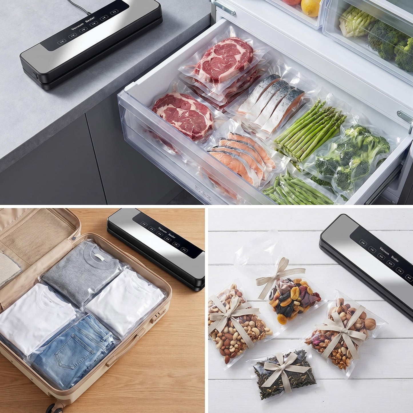 🍱Domáca vákuová balička｜Plne automatický stroj na konzervovanie a balenie potravín s jedným tlačidlom na suché aj mokré použitie✨