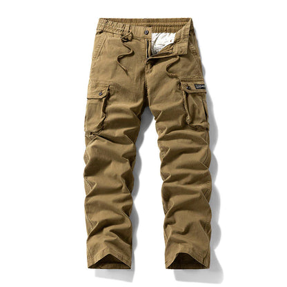 👖🛠️ Pánske taktické nohavice zo 100 % bavlny v khaki farbe – s množstvom vreciek