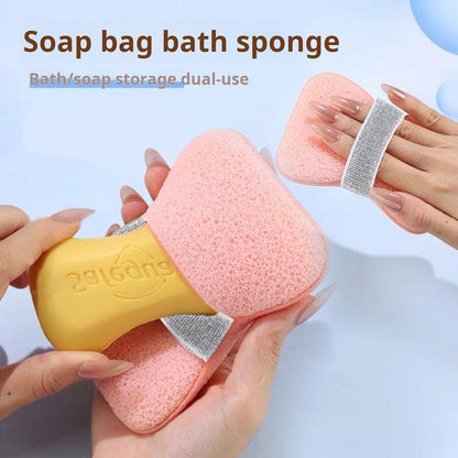 Časovo obmedzená ponuka 🧼 2v1 špongia do kúpeľa na uloženie mydla, vrecko na drhnutie s rýchlou penou a elastickým popruhom s včelieho plástu  🛁✨