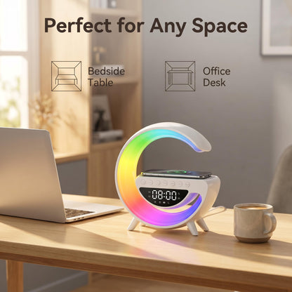 🌙🔋Crescent Moon Inteligentné ambientné svetlo 4 v 1 | Bluetooth reproduktor + bezdrôtová nabíjačka + RGB nočné svetlo + budík, polovičná cena