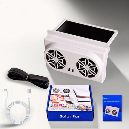 ☀️Solárne napájaný ventilátor do auta｜Dvojitá turbína s vysokým prúdením vzduchu pre automatické chladenie a vetranie pri parkovaní🌬️