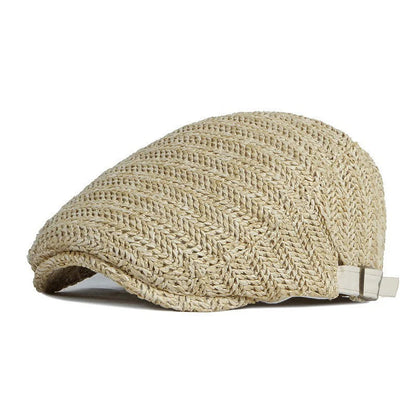 🧢 Pletená plochá čiapka v štýle slameného klobúka