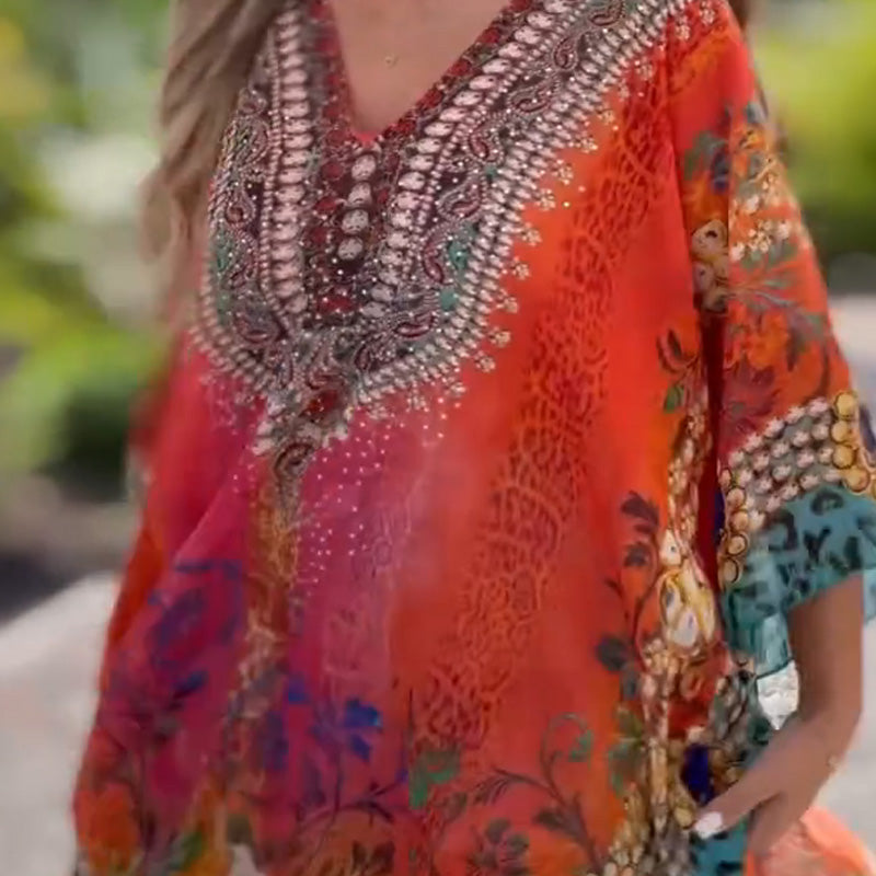 🌺Klasické asymetrické šaty s etnickými prvky