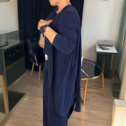 💝Elegantná trojdielna sada s dlhým kardiganom (zahŕňa blúzu a nohavice)