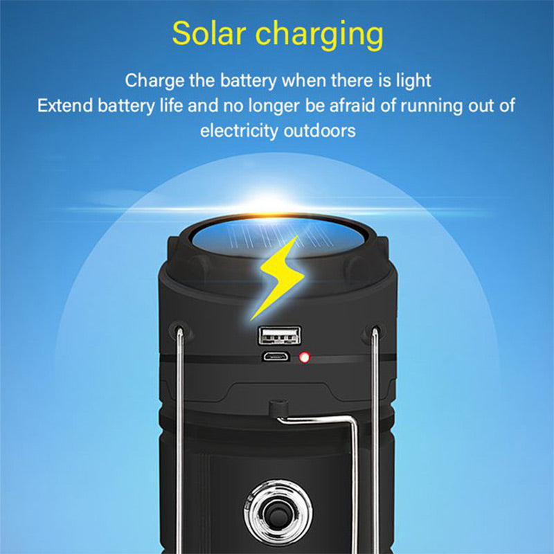 ⛺️Solárne skladacie kempingové svetlo