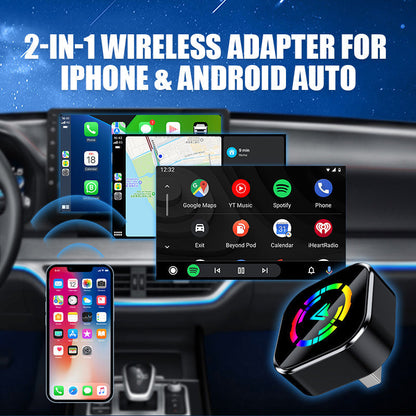 🔥🚗2 v 1 bezdrôtový adaptér pre zariadenia iPhone a Android Auto
