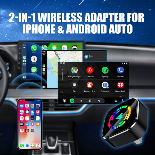 🔥🚗2 v 1 bezdrôtový adaptér pre zariadenia iPhone a Android Auto