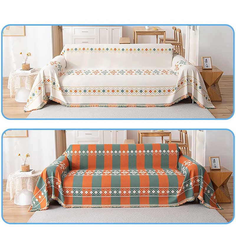 Obojstranný poťah na pohovku v bohémskom štýle so strapcami