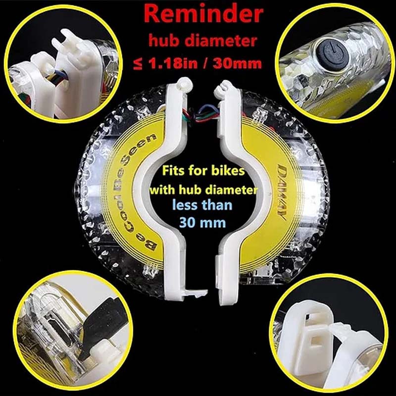 LED svetlo na náboji kolesa bicykla pre nočnú jazdu