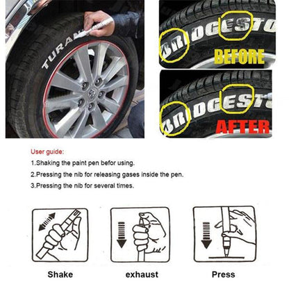 12 farieb vodeodolných fixiek na pneumatiky automobilov