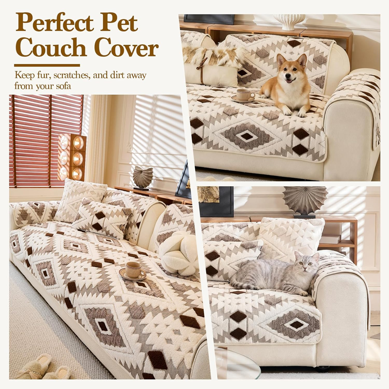 🛋️✨Moderný geometrický plyšový poťah na pohovku