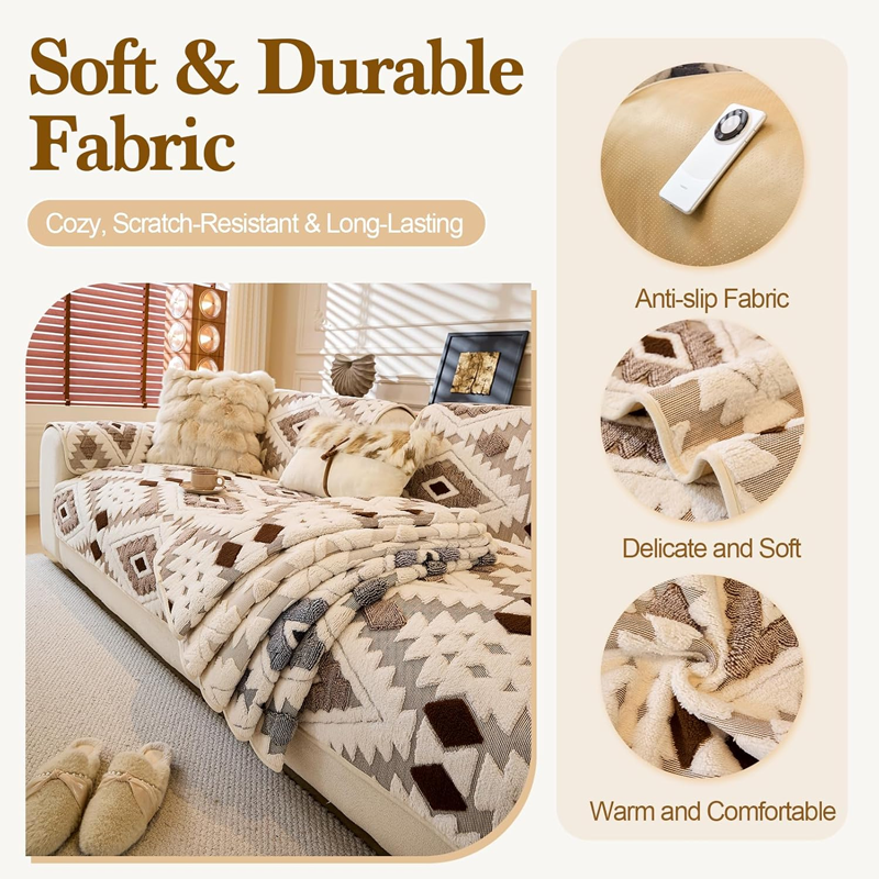 🛋️✨Moderný geometrický plyšový poťah na pohovku