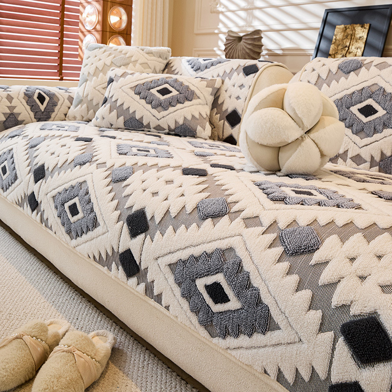 🛋️✨Moderný geometrický plyšový poťah na pohovku