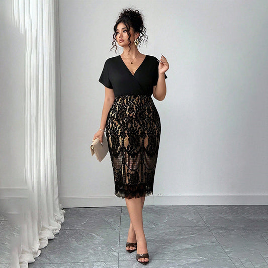 Dámske ležérne módne šaty s výstrihom do V