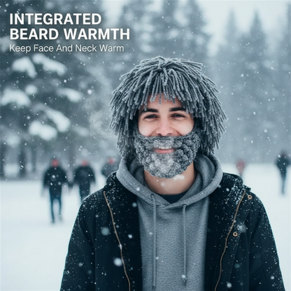 ⏰Klobúk v punkovom štýle s pripevnenou jednoduchou parochňou a pletenou bradou