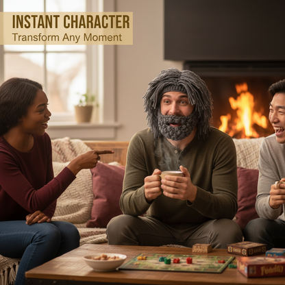 ⏰Klobúk v punkovom štýle s pripevnenou jednoduchou parochňou a pletenou bradou