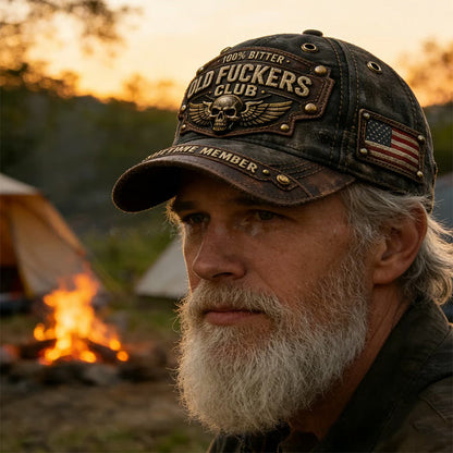 【🎁📿Náhrdelník s ružou zdarma🎁】🧢Old Fuckers Club Vintage čiapka s výšivkou