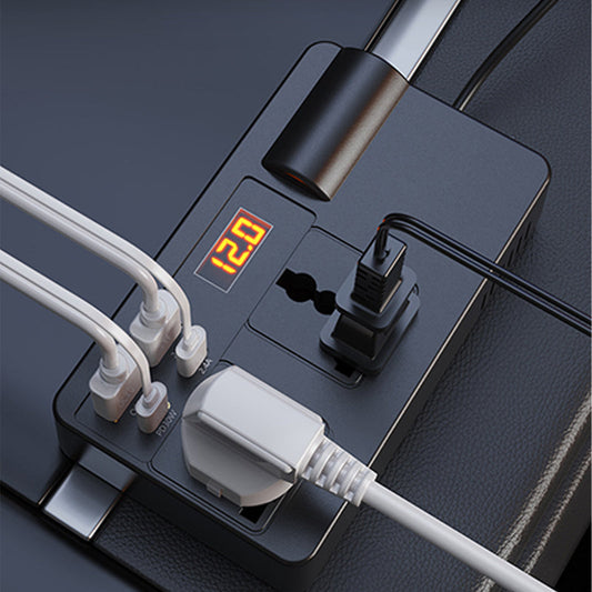 ⚡🔋Prenosný automobilový menič 12 V/24 V na 220 V s digitálnym displejom