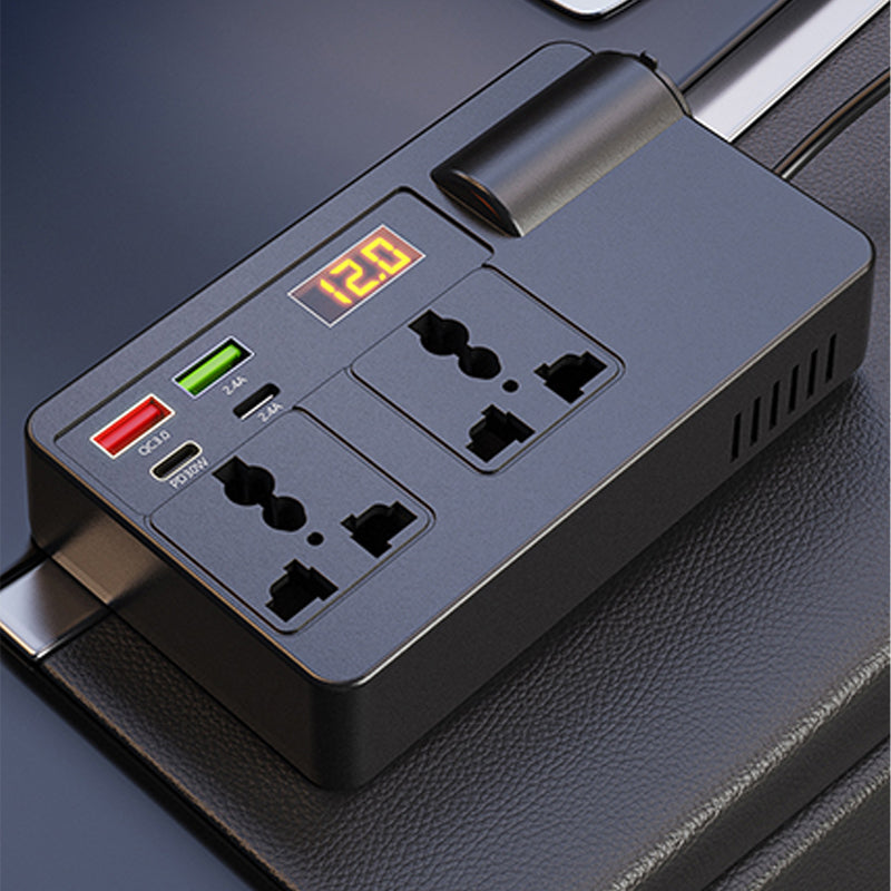 ⚡🔋Prenosný automobilový menič 12 V/24 V na 220 V s digitálnym displejom