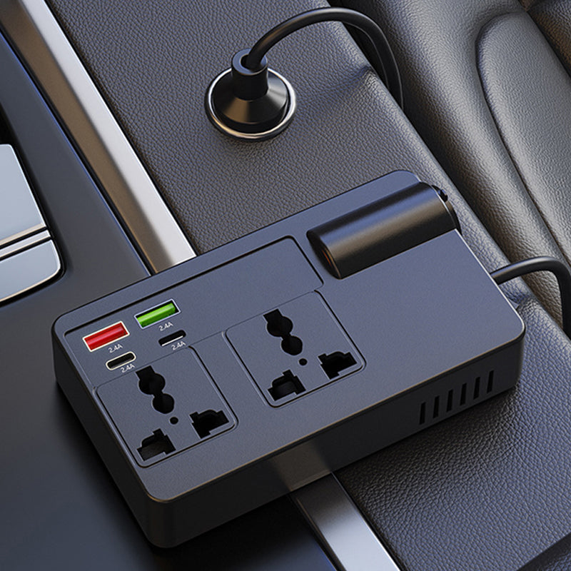 ⚡🔋Prenosný automobilový menič 12 V/24 V na 220 V s digitálnym displejom