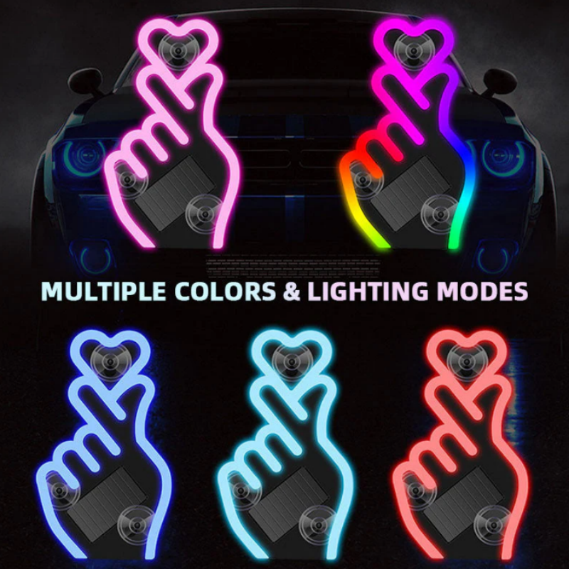 Solárne LED svetlo do auta v tvare srdca na prst