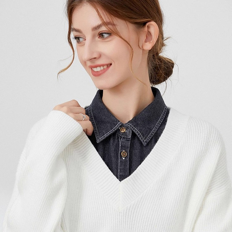 Odnímateľný džínsový golier pre ženy